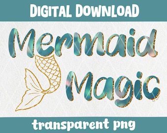Mermaid Magic PNG: Shimmering Tail Digital Decal (Digital Download)