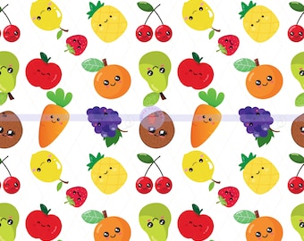 Fruity Faces Seamless Pattern 300 DPI png Instant Download Digital for Vinyl Fabric Surface Design Fruit Books Cute Faces Cute Fruits