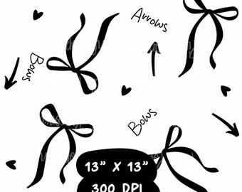 Chic Bows and Arrows Pattern: Seamless Black & White Design (PNG Digital Download)