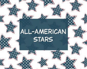 All-American Stars Seamless Pattern, 4th of July Patriotic Digital Paper, Independence Day Fabric Print, USA Star Repeat Design