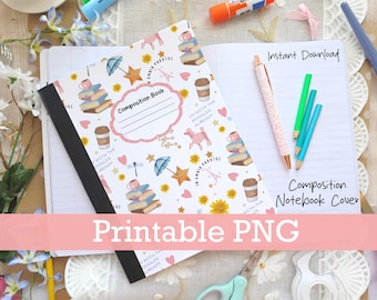 Coffee & Books Notebook Cover: Cozy Small Town Design (PNG Digital Download)