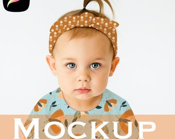Baby Mockup 2in1 Procreate Template, Infant Shirt & Headband Mockup, Realistic Baby Model, Editable Procreate File, Digital Download