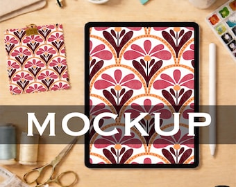 Procreate iPad Mockup, Fabric Swatch Mockup, Surface Pattern Mockup, Tablet Pattern Display, Digital Download