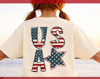 USA Flag Letters PNG, 4th of July Design, Patriotic Sublimation, Independence Day Shirt Design, Transparent PNG Download