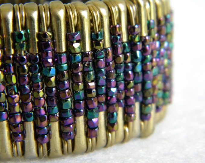Safety Pin Bracelet With Multi Beads Etsy