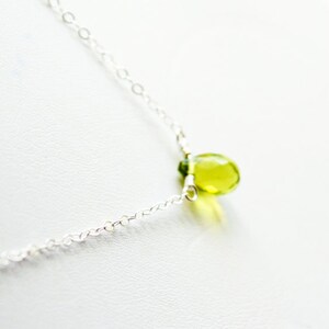Minimalist Necklace Delicate Necklace Silver Necklace Dainty Necklace Layering Necklace Peridot Teardrop August Birthstone Necklace Simple