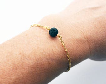 Minimalist Bracelet Simple Gold Bracelet Essential Oil Bracelet Lava Rock Diffuser Bracelet Aromatherapy Jewelry Gold Bracelet Women Jewelry