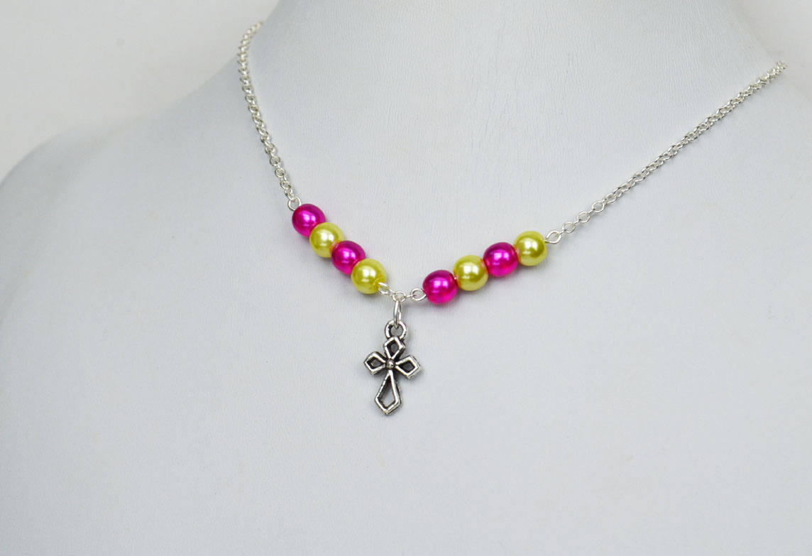 Little Girls Silver Necklace Girls Cross Necklace Little Girls Jewelry