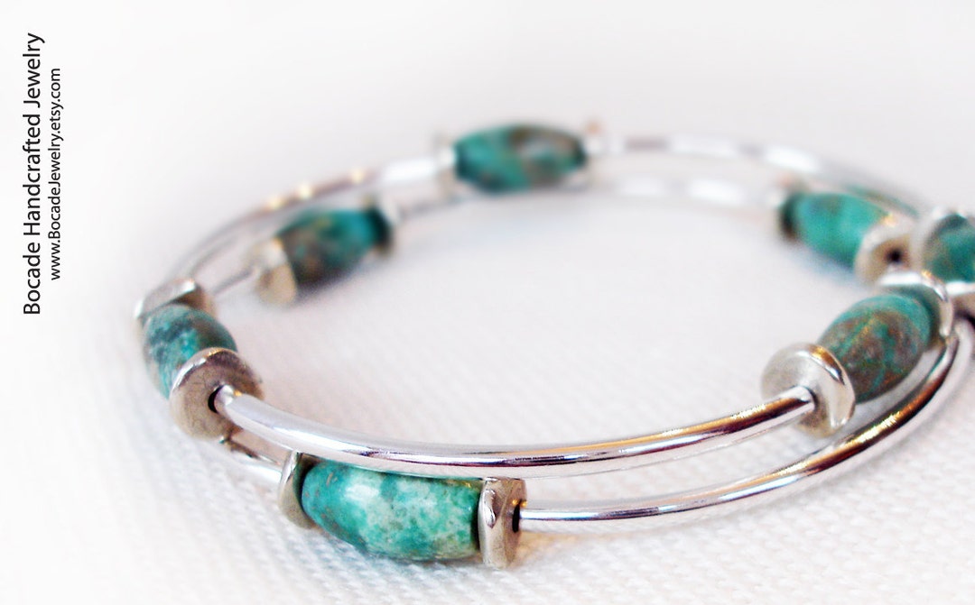 Turquoise Silver Bracelet Turquoise Jewelry Bangle Bracelet Adjustable