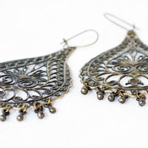 Boho Earrings Bohemian Earrings Statement Earrings Antiqued Brass Earrings Brass Dangle Earrings Tribal Earrings Drop Earrings Gift for Her