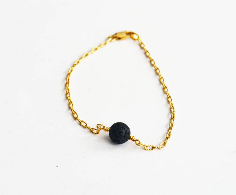 Minimalist Bracelet Simple Gold Bracelet Essential Oil Bracelet Lava Rock Diffuser Bracelet Aromatherapy Jewelry Gold Bracelet Women Jewelry image 6