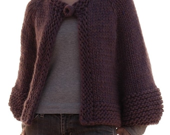 Instructions pour réaliser : le patron PDF de la veste à manches bulles. Il s'agit d'un modèle de tricot disponible en anglais uniquement.