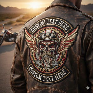 Duża, haftowana naszywka na kurtkę, projekt klubu motocyklowego