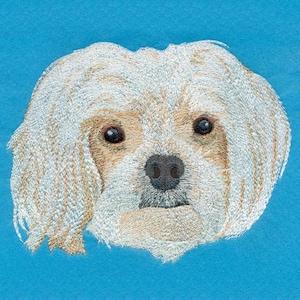 Maltese Dog Head Embroidery File – Cute Fluffy Pup Portrait for Machine Embroidery Projects