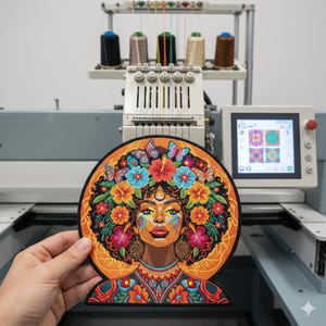 Floral Goddess Embroidered Back Patch - 14"