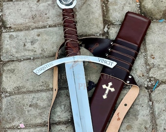 Espada del Guardián de la Fe con Vaina - Espada de los Caballeros Templarios Medievales - Christus Vincit