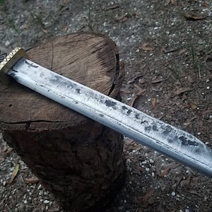 Handgeschmiedetes Wikinger Sax Messer mit Lederscheide,scharfes Jagdmesser für Camping, Geschenk für Männer / Frauen zu Jahrestag, Geburtstag, Hochzeit