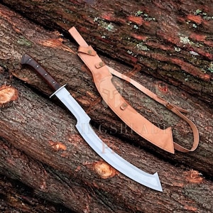 Handsmidet egyptiskt Khopesh-svärd i högkolstål, vikingablad, handtag i rosenträ, bästa julklappen