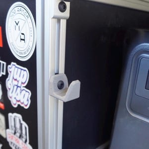 Overland T-track interior camper hooks for roof top tents—vans—8020 extruded aluminum