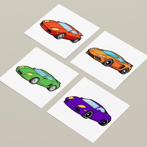 16 niedliche Sportwagen Clip Art SVG-Dateien, Cliparts für Einladungen, Aufkleber, digitales Basteln, Scrapbooking und mehr, auf transparentem Hintergrund