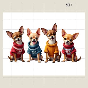 Chihuahua Clipart Bundle – Cute Semi-Realistic Dog clipart for Scrapbooking, Paper Crafts & Digital Use, Printable Clipart, Instant Download