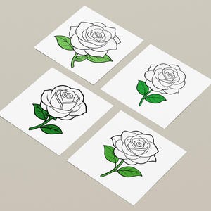 16 archivos SVG de imágenes prediseñadas de rosas blancas, imágenes prediseñadas para invitaciones, pegatinas, manualidades digitales, álbumes de recortes y más, con fondo transparente