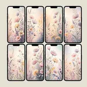 Floral Phone Wallpapers, Schöne Blumen Hintergründe für iPhone & Android, Digital Download, Bunt, Bunt, Wallpapers für Ihr Handy