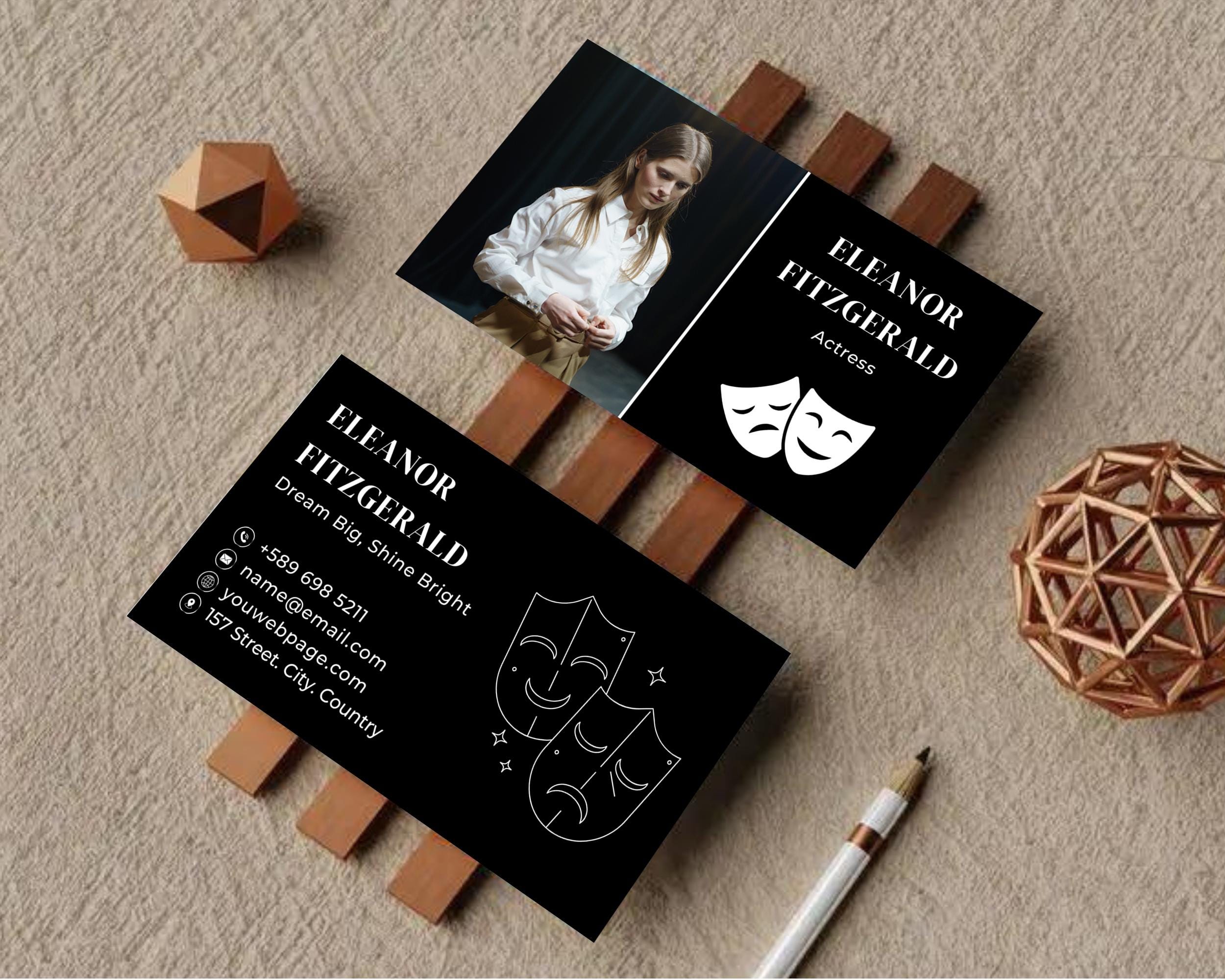Actress Business Card: Editable Canva Template (digital) - Etsy