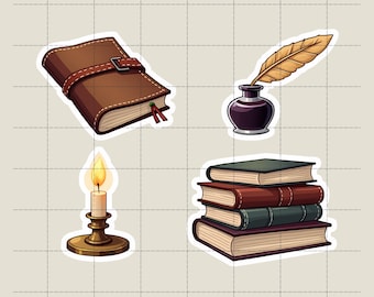 Cozy Bookish Clipart Stickers, Reader (PNG, Digital Download)