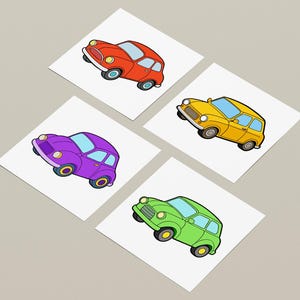 16 lindos archivos SVG de imágenes prediseñadas de automóviles, imágenes prediseñadas para invitaciones, pegatinas, manualidades digitales, álbumes de recortes y más, con un fondo transparente