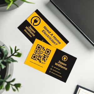 Elektriker Visitenkarte Vorlage | Personalisierbares Design, Professionell & Modern | Sofortiger Download, bearbeitbare Canva-Vorlage | Eleganter Look