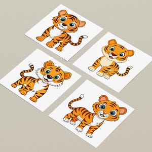 16 süße Tiger Clip Art SVG-Dateien, Cliparts für Einladungen, Aufkleber, digitales Basteln, Scrapbooking und mehr, mit transparentem Hintergrund