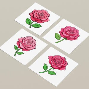 16 archivos SVG de imágenes prediseñadas de rosas rosadas, imágenes prediseñadas para invitaciones, pegatinas, manualidades digitales, álbumes de recortes y más, con fondo transparente