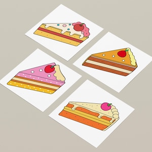 16 süße Kuchen Stück Clip Art SVG-Dateien, Cliparts für Einladungen, Aufkleber, digitales Kunsthandwerk, Scrapbooking und mehr, transparenter Hintergrund