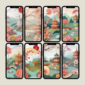 Oriental Landscape Papercraft Phone Wallpaper - Asian Mountains & River Paper Cut Art, Chinese Scene Paper Fold, Japanese Origami Background