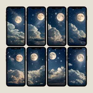 Dark Sky Phone Wallpaper, Night Clouds, Full Moon Wallpaper, Night Sky Mobile Wallpaper for iPhone & Android, Night Background, Starry Night