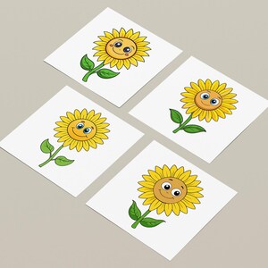 16 schattige zonnebloem Clip Art SVG-bestanden, cliparts voor uitnodigingen, stickers, digitale ambachten, scrapbooking en meer, transparante achtergrond