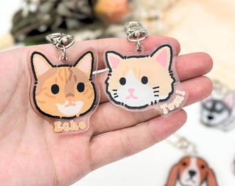 Custom Anime Pet Portrait Keychain, Personalized Acrylic Dog Cat Keyring