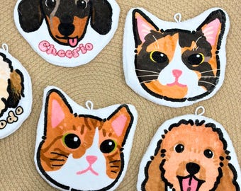 Custom Pet Portrait Fleece Hand Towel, Personalized Dog Cat Gift