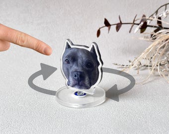 Custom Pet Photo Spin Stand, Personalized Desk Decor