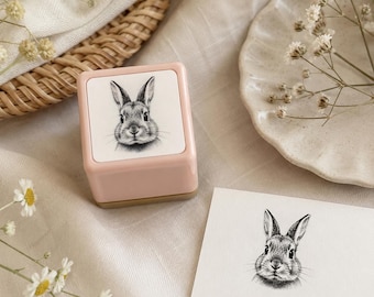 Custom Pet Portrait Stamp, Self-Inking Rabbit Bunny Illustration