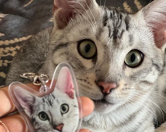 Custom Pet Portrait Keychain – Personalized Acrylic Dog, Cat Keyring
