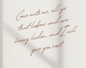 Matthew schrift kunst aan de muur print voor rust en comfort uitnodiging tot Christus inspirerende woondecoratie aanmoediging cadeau voor harde seizoenen