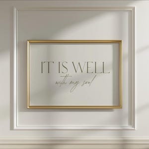 Det är väl med min själ - Kristen väggkonst med lugn och ro - Minimalistisk bibeltryck för sovrum och tyst heminredning