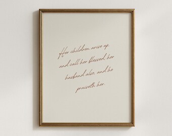 Mother Day Gift Christian Mom Proverbs Wall Art Print Scripture Home Faith Motherhood Quote Inspirational Mothers Day LDS Bible Verse