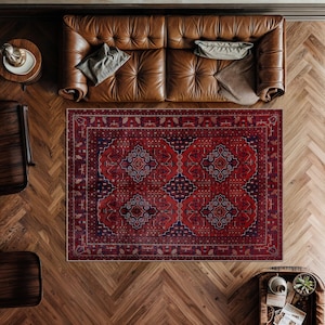 Dark Red Vintage Look Traditional Rug, Afghan Rug, Large Bohemian Rug, Custom Size Rug, Rugs For Living Room, Floor Carpet, Runner Rug
