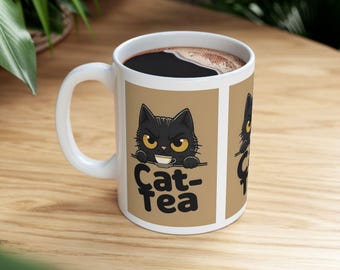 Cat-Tea Mug – Funny Black Cat Tea or Coffee Cup
