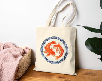 Yin Yang Koi Canvas Tote – Spiritual Balance Gift
