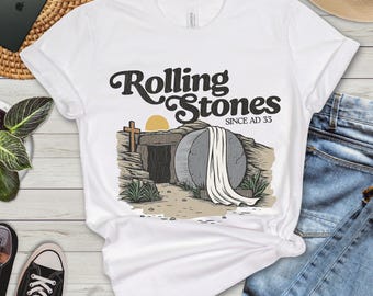 Rolling Stones Jesus Graphic Tee, Comfort Colors Christian Shirt