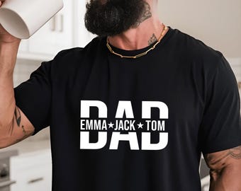 Camiseta personalizada para papá con nombres de niños, regalo para el Día del Padre
